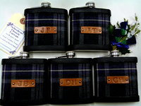 Custom order for Madison  NINE MacDonald of the Isles Hunting Ancient kilt tartan Hip Flasks  with initials 
