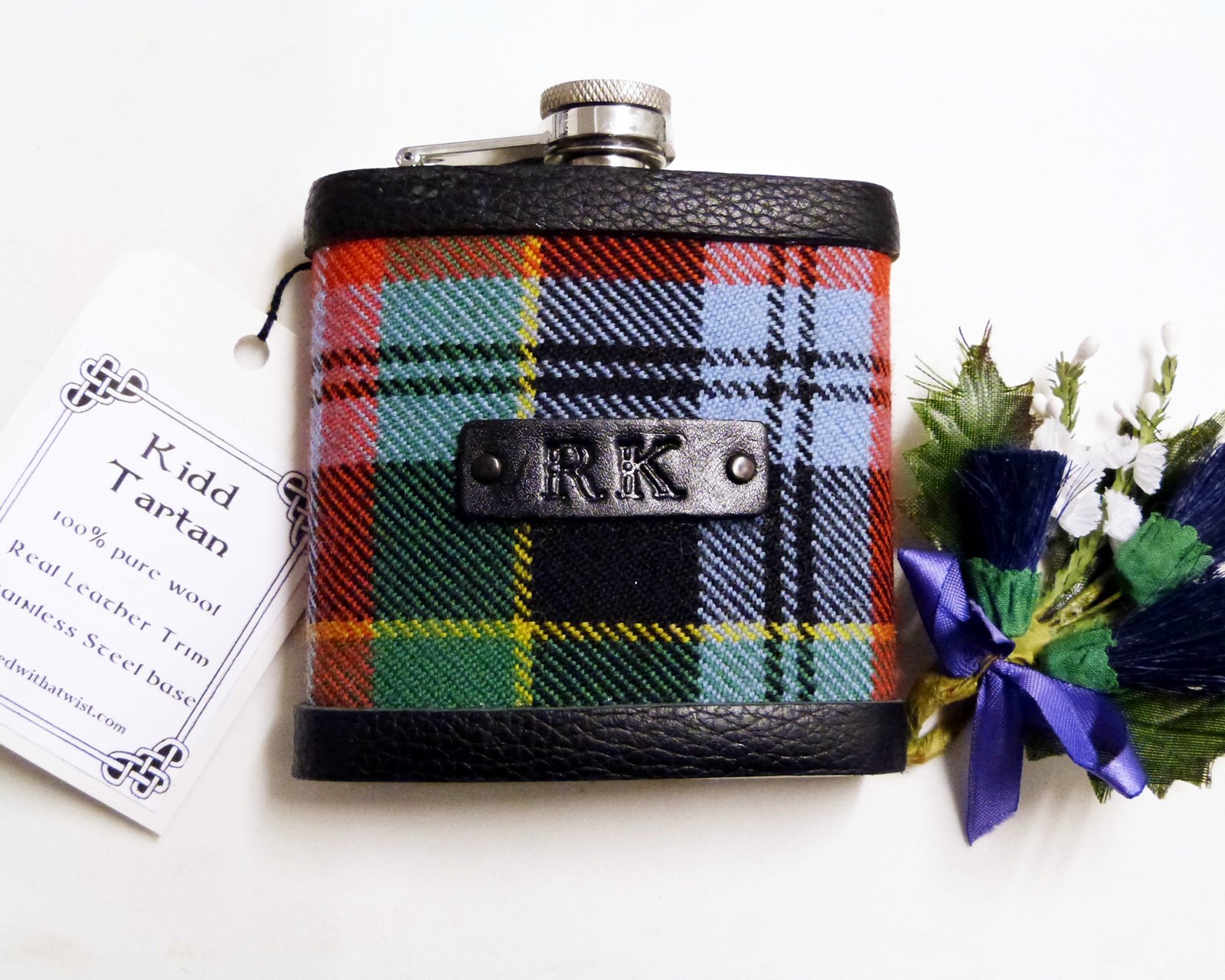 Custom order for Madison  NINE MacDonald of the Isles Hunting Ancient kilt tartan Hip Flasks  with initials 